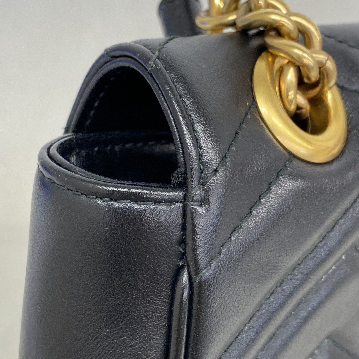 Gucci Shoulder Bag GG Marmont Leather Black Gold — view 7