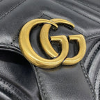Gucci Shoulder Bag GG Marmont Leather Black Gold — view 9