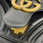 Gucci Shoulder Bag GG Marmont Leather Black Gold — view 8