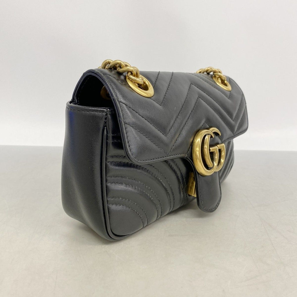 Gucci Shoulder Bag GG Marmont Leather Black Gold — view 2