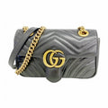 Gucci Shoulder Bag GG Marmont Leather Black Gold