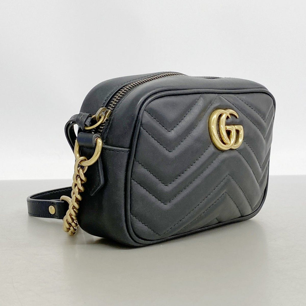 Gucci Shoulder Bag GG Marmont Leather Black Gold — view 2