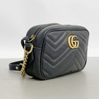 Gucci Shoulder Bag GG Marmont Leather Black Gold — view 2