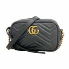 Gucci Shoulder Bag GG Marmont Leather Black Gold