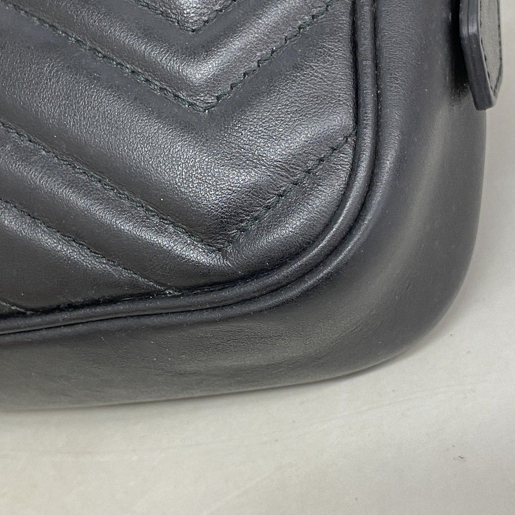 Gucci Shoulder Bag GG Marmont Leather Black Gold — view 6