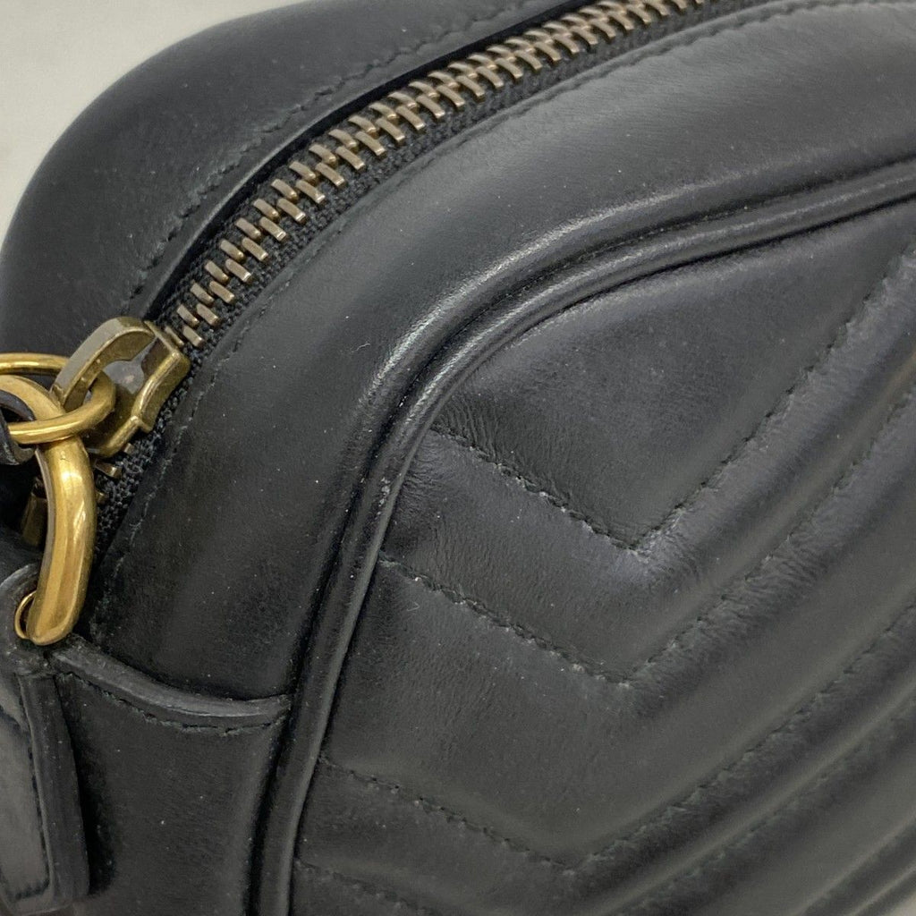 Gucci Shoulder Bag GG Marmont Leather Black Gold — view 7
