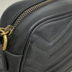 Gucci Shoulder Bag GG Marmont Leather Black Gold — view 7