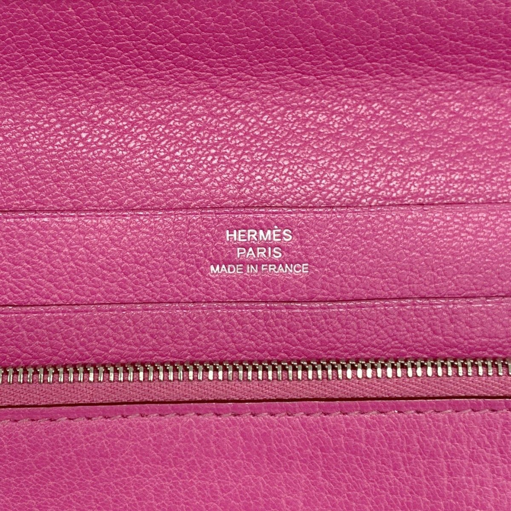 Hermes Wallet Azap Combine Chevre Misor Rose Shocking Silver — view 4