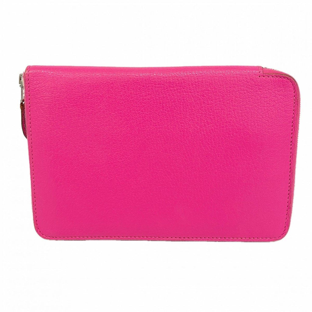 Hermes Wallet Azap Combine Chevre Misor Rose Shocking Silver