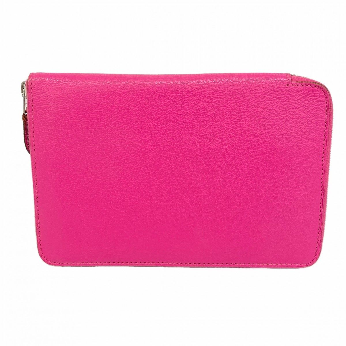 Hermes Wallet Azap Combine Chevre Misor Rose Shocking Silver