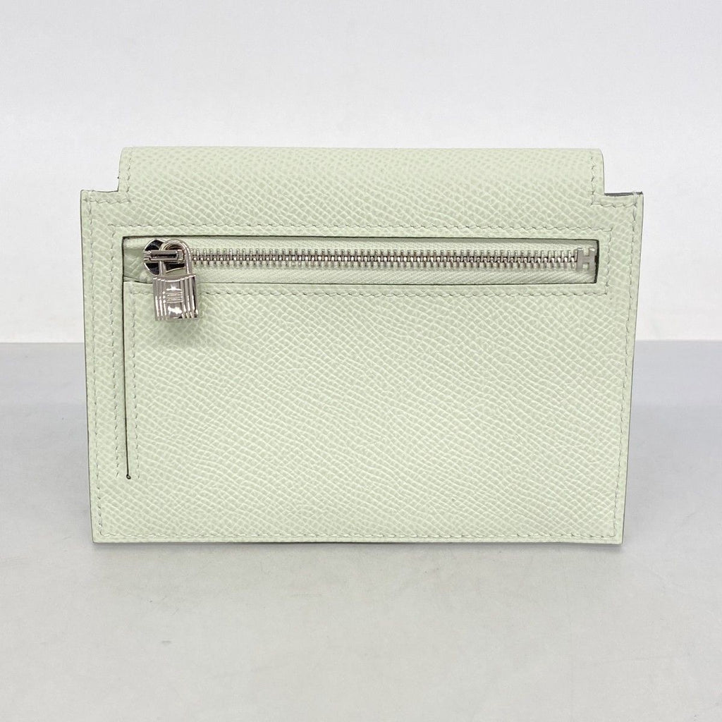 Hermes Coin Case Kelly Pocket Compact Veau Epsom Vert Fizz Silver — view 5