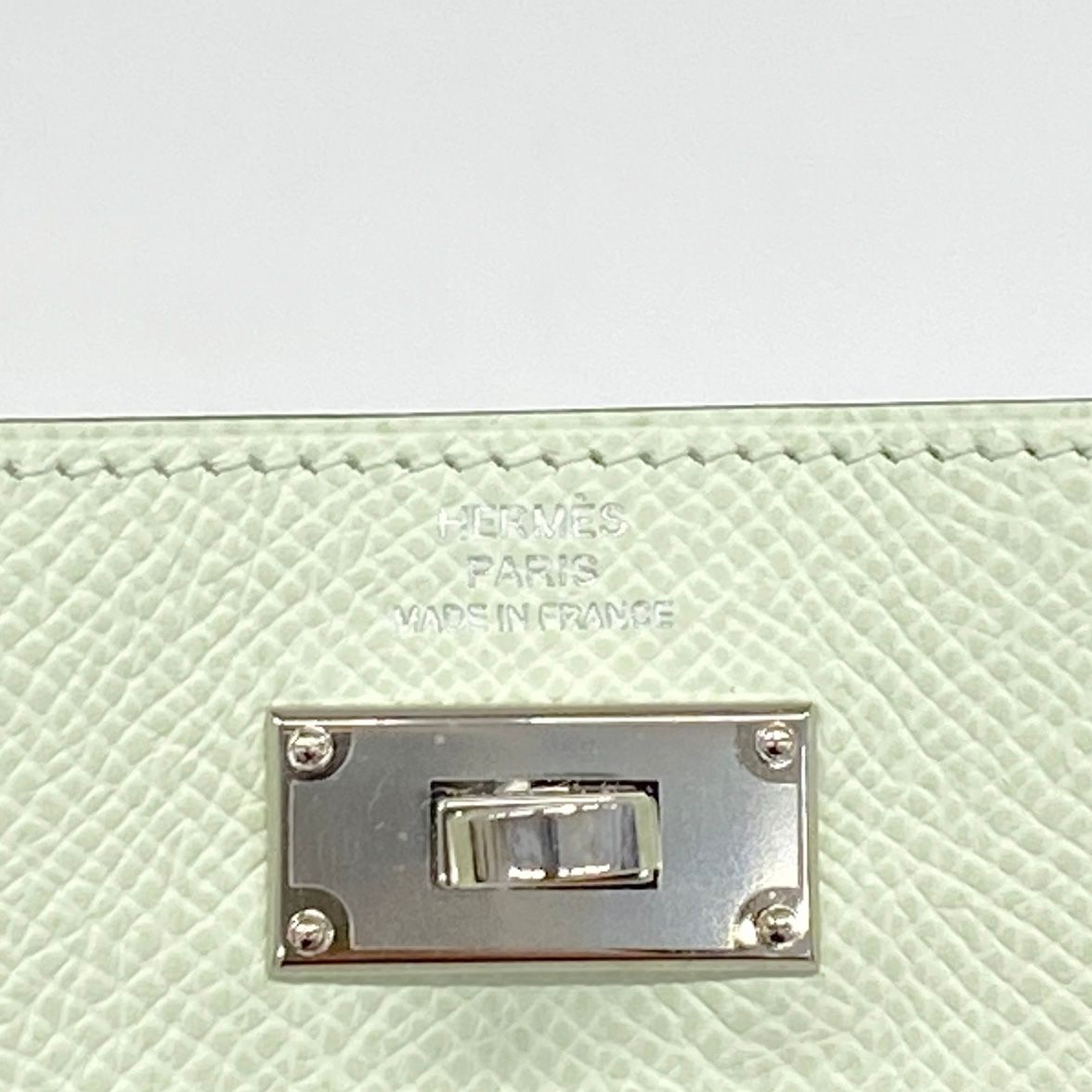 Hermes Coin Case Kelly Pocket Compact Veau Epsom Vert Fizz Silver — view 4