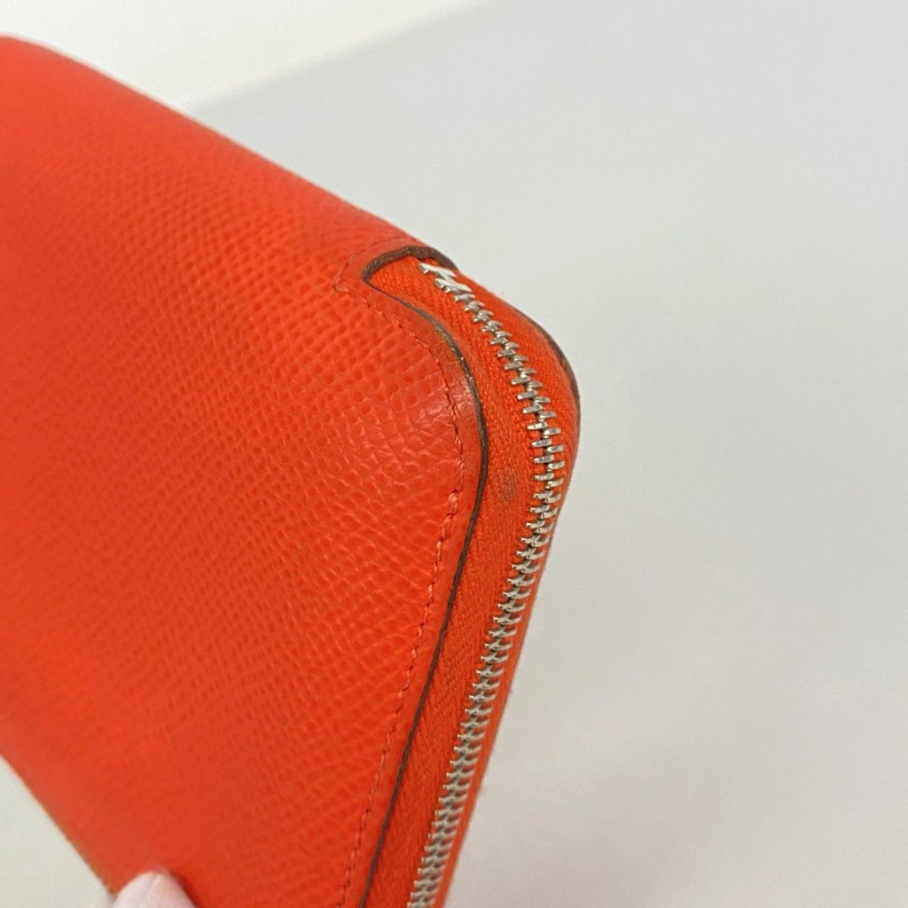 Hermes Coin Case Azap Silk Compact Veau Orange Field Silver — view 6