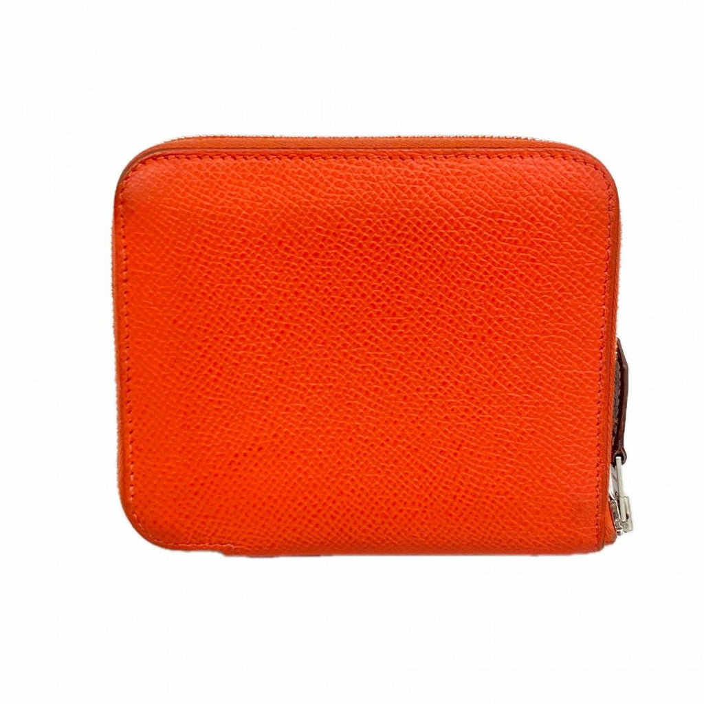 Hermes Coin Case Azap Silk Compact Veau Orange Field Silver