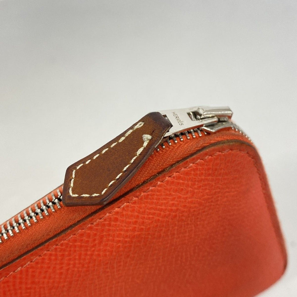 Hermes Coin Case Azap Silk Compact Veau Orange Field Silver — view 7