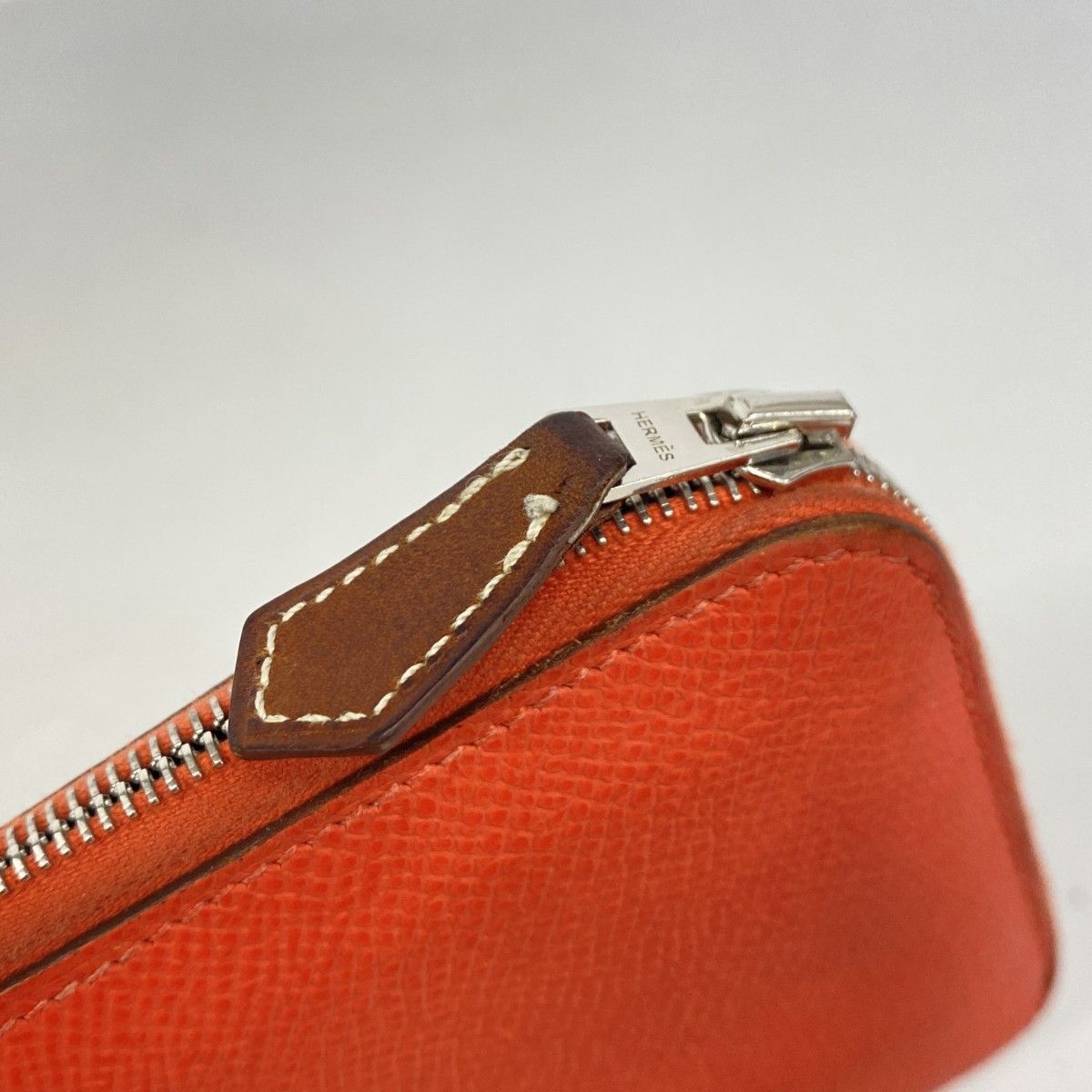 Hermes Coin Case Azap Silk Compact Veau Orange Field Silver — view 7