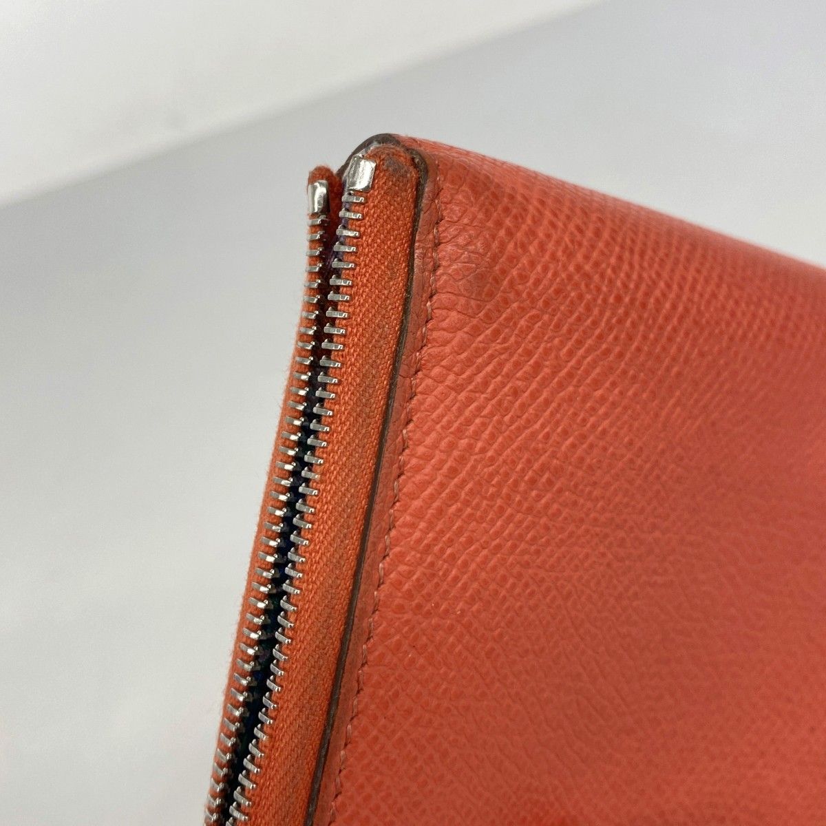 Hermes Coin Case Azap Silk Compact Veau Orange Field Silver — view 5