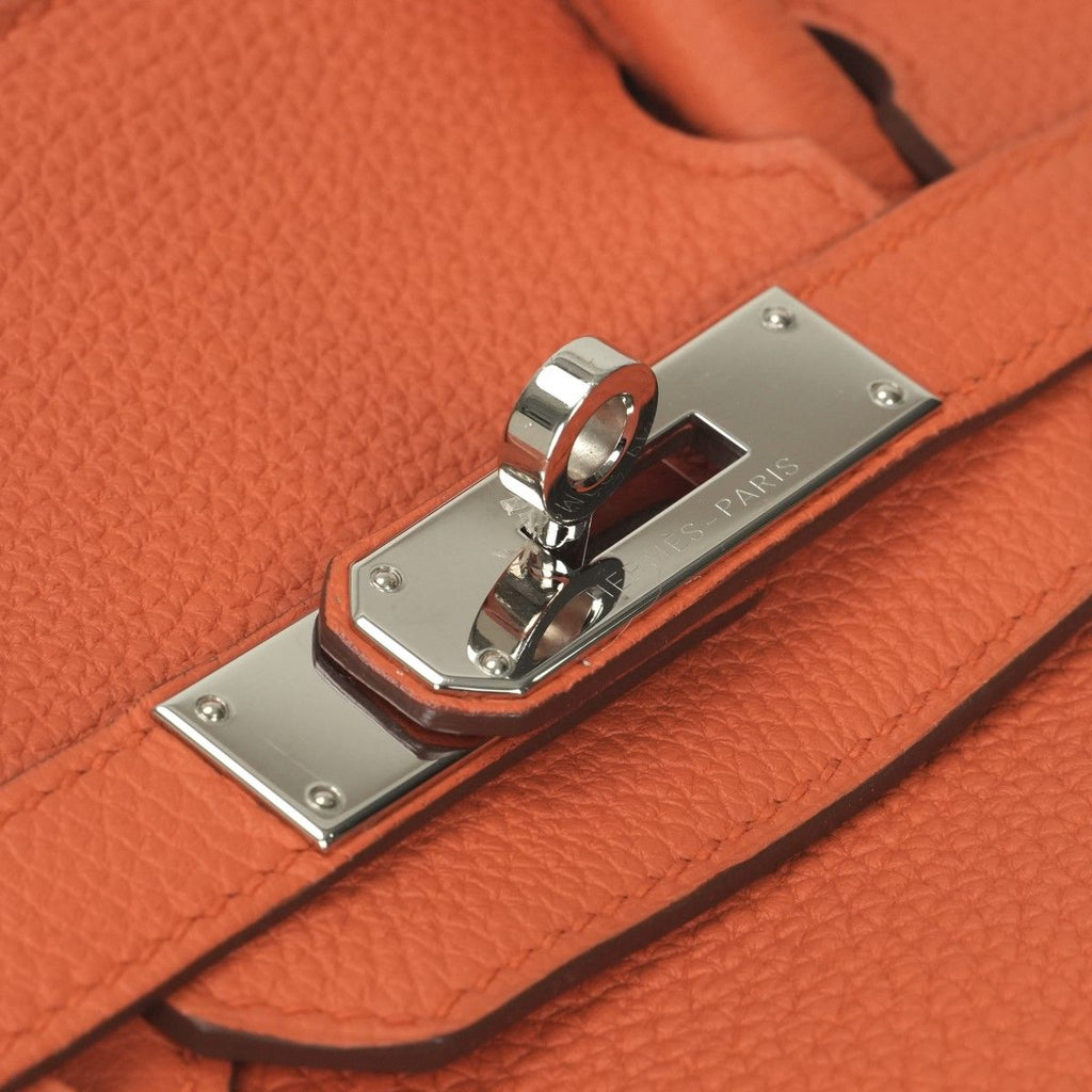Hermes Birkin 30 Tote Togo Orange Poppy Silver — view 7
