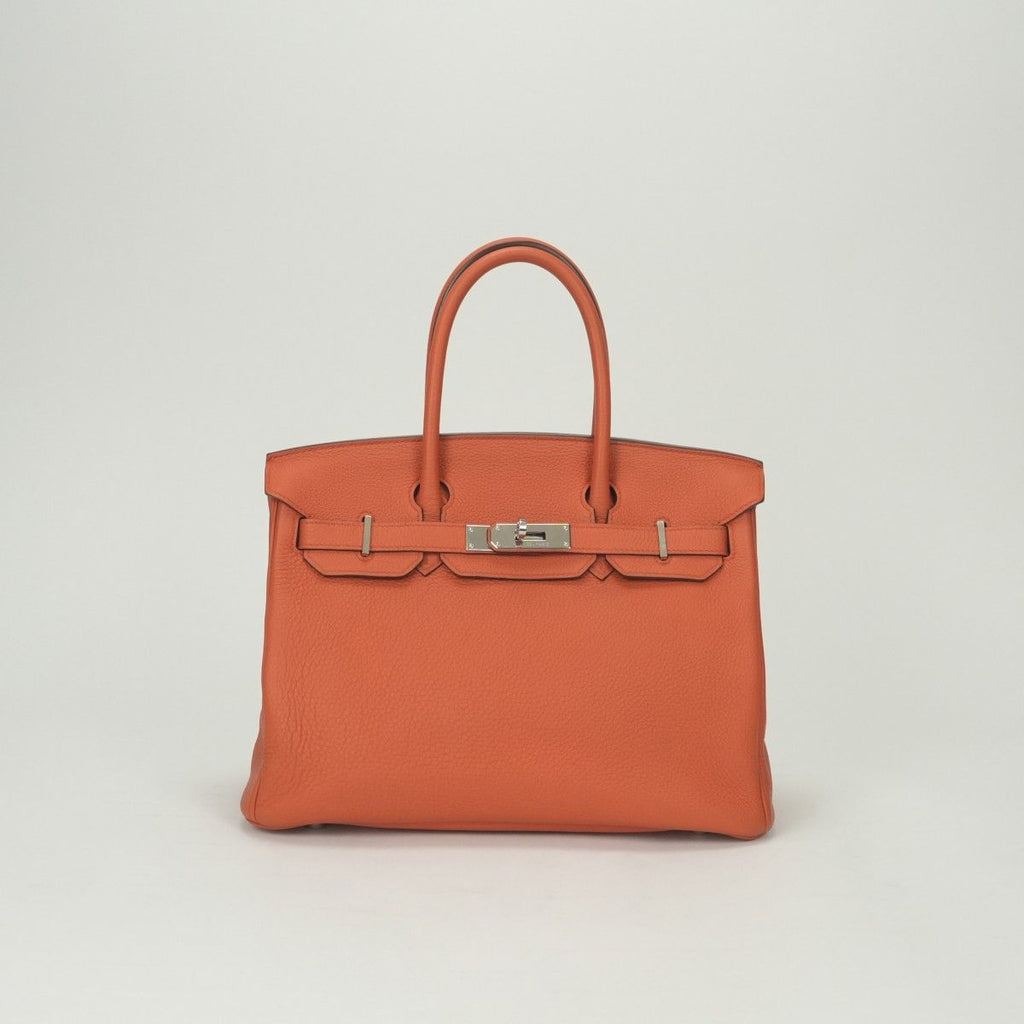 Hermes Birkin 30 Tote Togo Orange Poppy Silver
