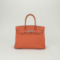 Hermes Birkin 30 Tote Togo Orange Poppy Silver