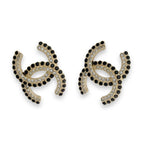 Chanel CC Logo Rhinestone Earrings