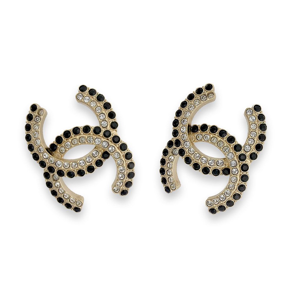 Chanel CC Logo Rhinestone Earrings