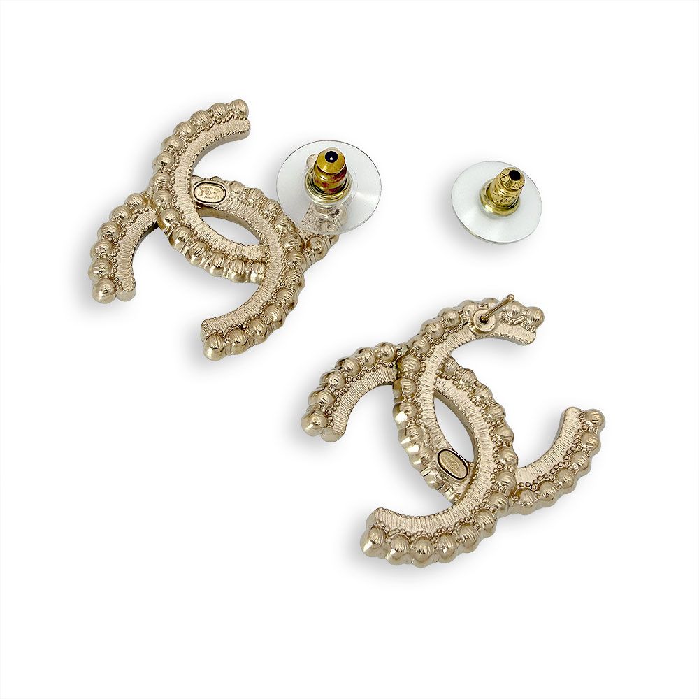 Chanel CC Logo Rhinestone Earrings — view 3