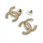 Chanel CC Logo Rhinestone Earrings — view 3