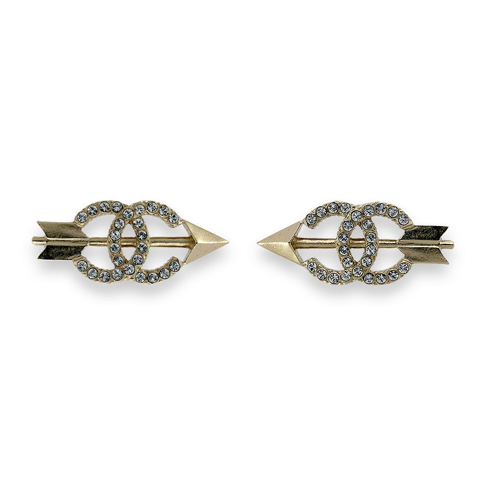 Chanel Arrow Motif Rhinestone Earrings