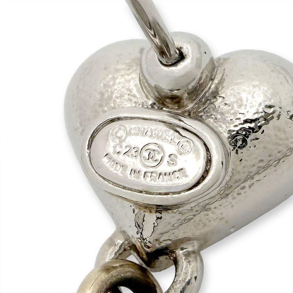 Chanel Heart Motif CC Logo Rhinestone Earrings — view 3