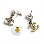 Chanel Heart Motif CC Logo Rhinestone Earrings — view 2