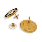 Chanel Faux Pearl CC Logo Rhinestone Round Earrings — view 2