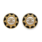 Chanel Faux Pearl CC Logo Rhinestone Round Earrings