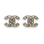 Chanel CC Logo Pearl Earrings