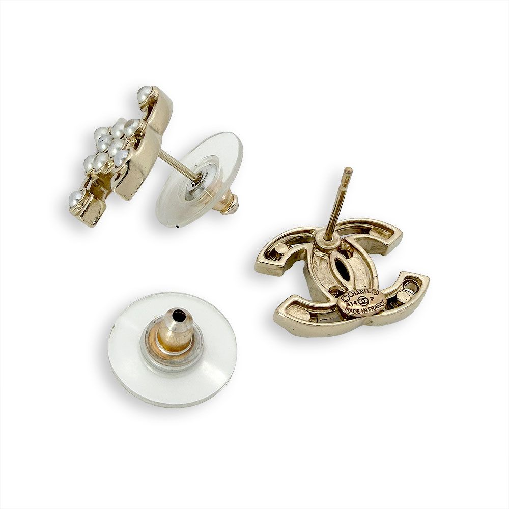 Chanel CC Logo Pearl Earrings — view 2