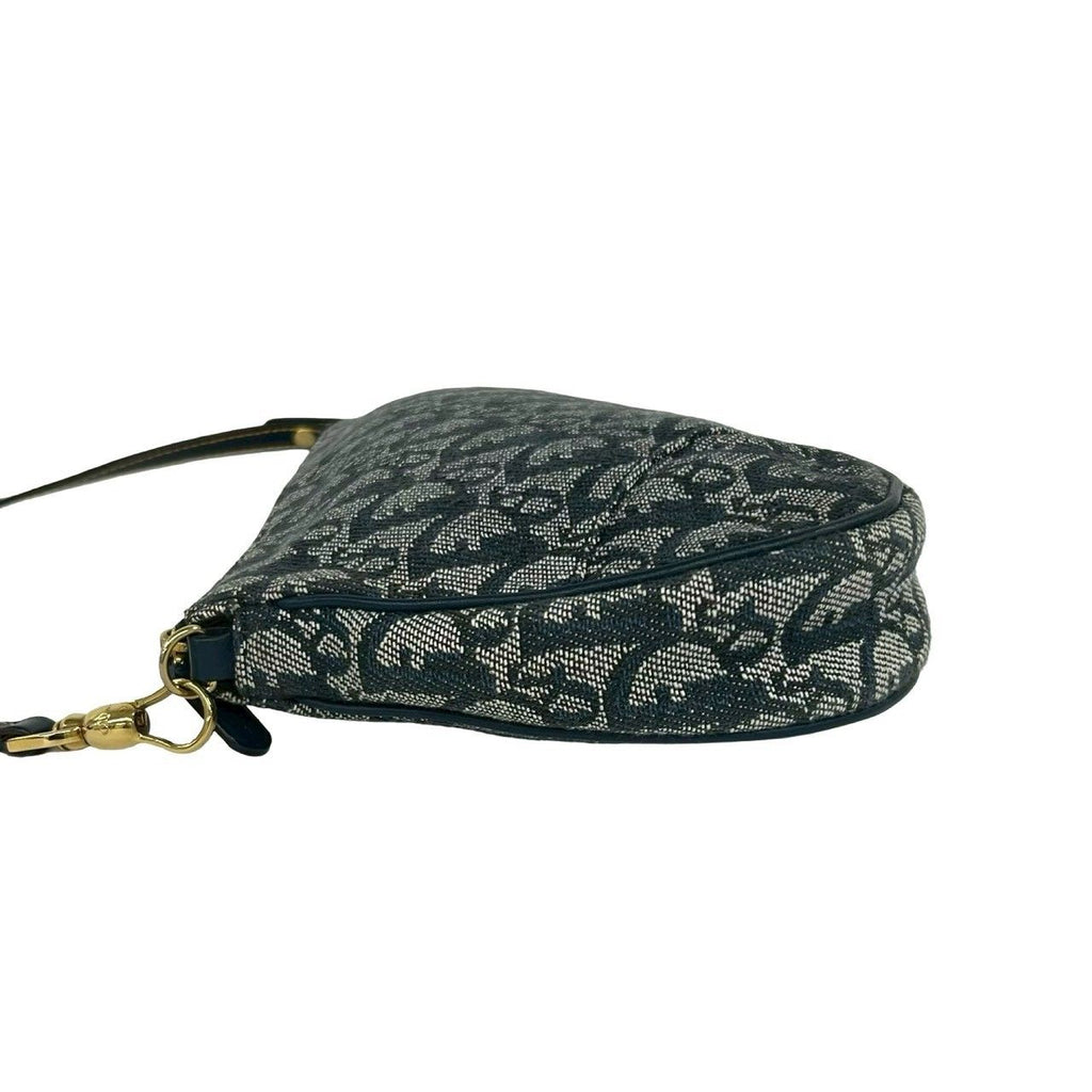 Dior Saddle Trotter Pattern Canvas Leather Handbag Navy — view 5