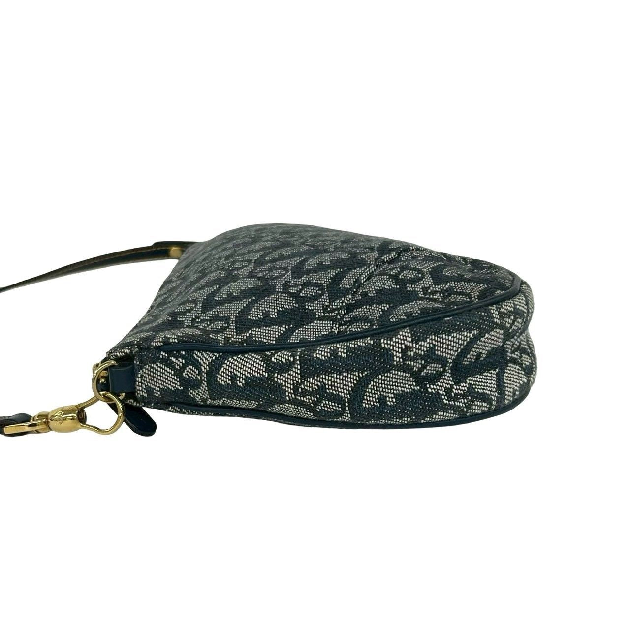 Dior Saddle Trotter Pattern Canvas Leather Handbag Navy — view 5