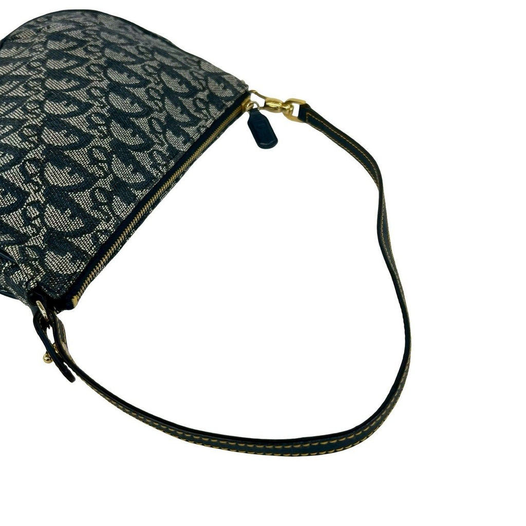 Dior Saddle Trotter Pattern Canvas Leather Handbag Navy — view 4