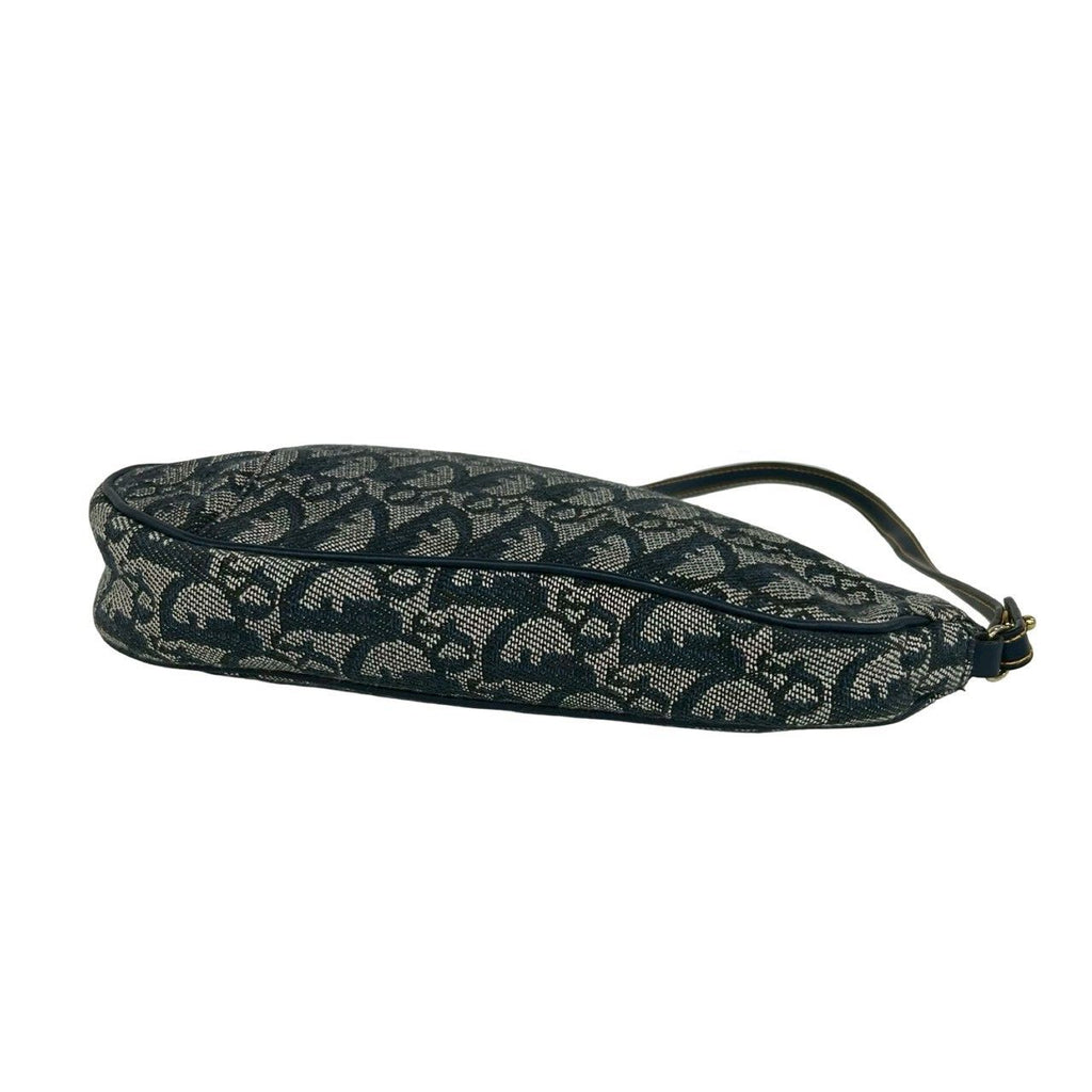 Dior Saddle Trotter Pattern Canvas Leather Handbag Navy — view 8