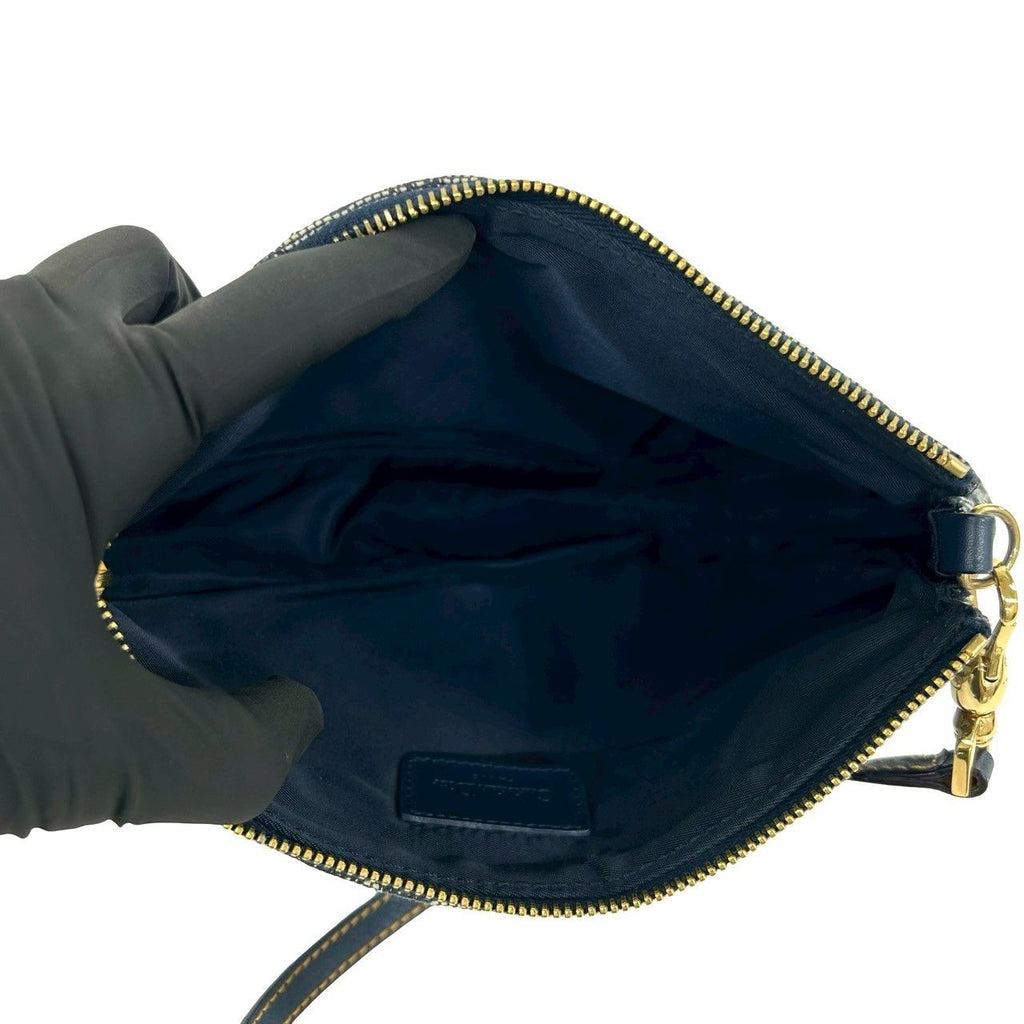 Dior Saddle Trotter Pattern Canvas Leather Handbag Navy — view 9