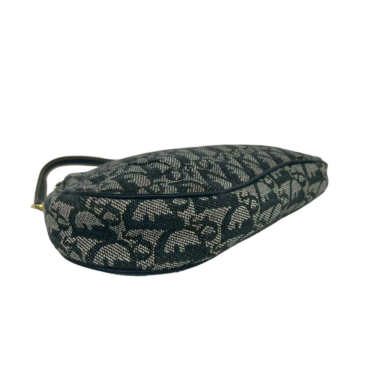 Dior Saddle Trotter Pattern Canvas Leather Handbag Navy — view 7