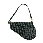 Dior Saddle Trotter Pattern Canvas Leather Handbag Navy — view 3