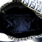 Fendi Zucchino Mamma Bucket Leather Shoulder Bag Gray Navy — view 7