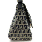 Fendi Zucchino Mamma Bucket Leather Shoulder Bag Gray Navy — view 5