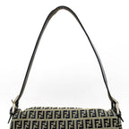 Fendi Zucchino Mamma Bucket Leather Shoulder Bag Gray Navy — view 2