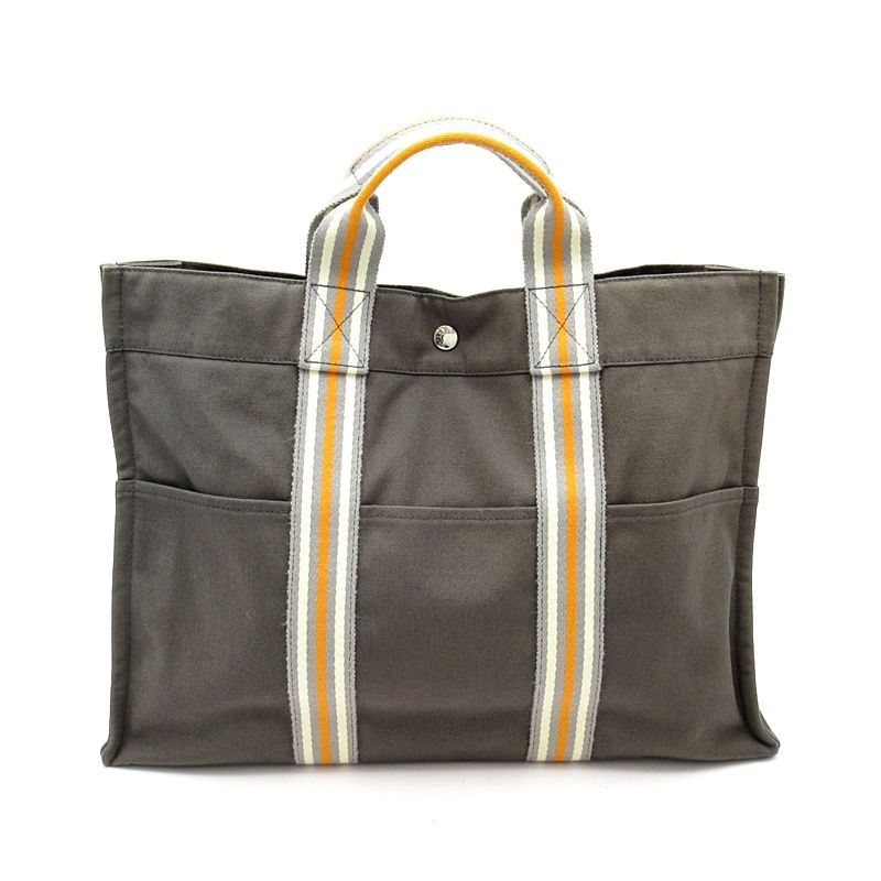Hermes Ginza Limited Fourre Tout MM Canvas Tote Gray