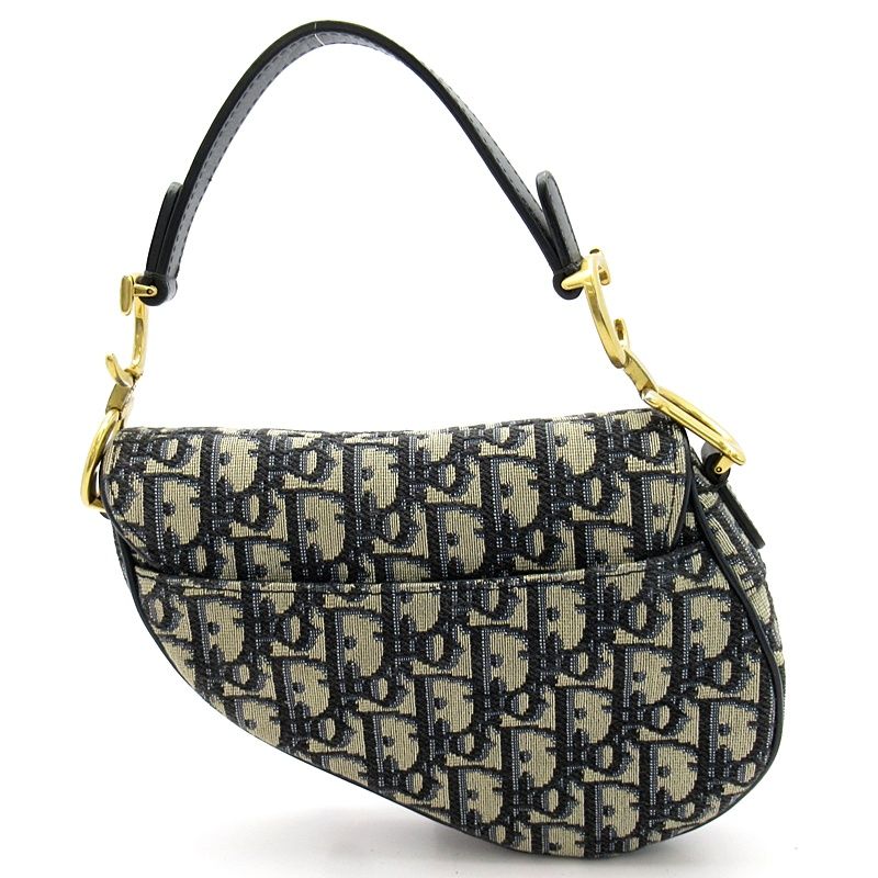 Dior Oblique Jacquard Saddle Bag Mini Canvas Leather — view 4