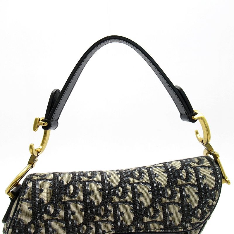 Dior Oblique Jacquard Saddle Bag Mini Canvas Leather — view 2