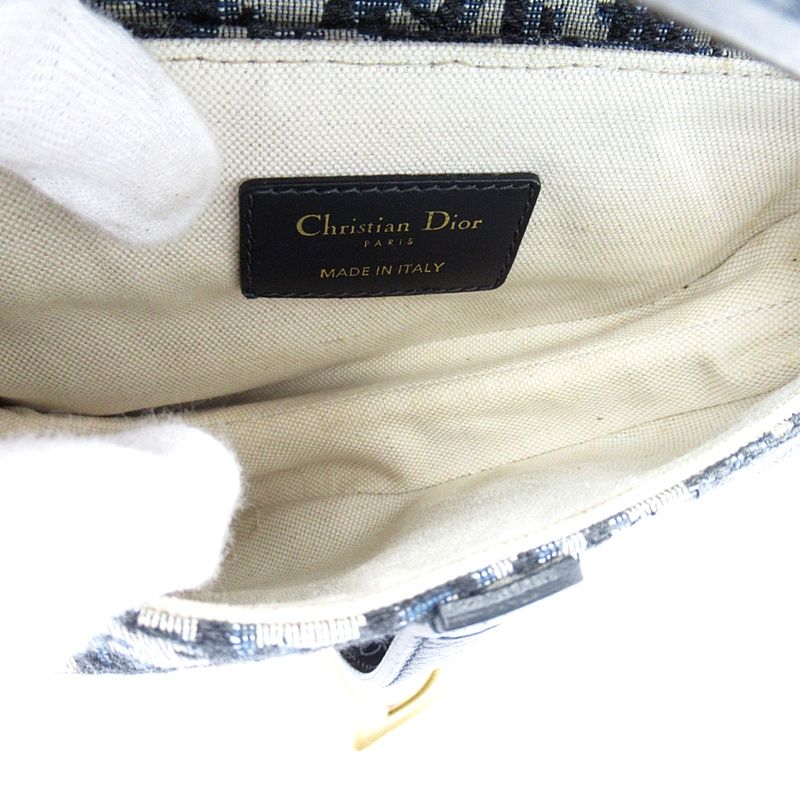 Dior Oblique Jacquard Saddle Bag Mini Canvas Leather — view 7