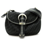 Dior Street Chic Shoulder Bag Canvas Leather Black